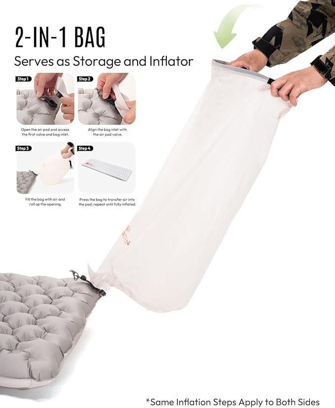 MOBI GARDEN Gennye Pro Rectangular Sleeping Pad for Camping, Extra Thick Insulated Air Mat for Side Sleepers, R-Value 3.9 Winter Mattress with Noise Reduction & Anti-Slip Design, Wide & Double Sizes