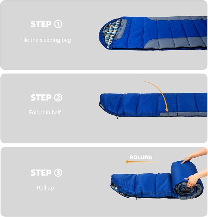 Cotton Flannel Liner Sleeping Bag for Adults Teens Kids, Cold Weather &Warm, 3 Seasons, Lightweight Compact Camping Essentials Equipment, Hiking, Outdoor, Travel