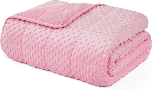 L'AGRATY Weighted Blanket for Adult - 48"x72" 15lbs Minky Dots Heavy Blanket with Glass Beads Soft Breathable for All-Season Summer Fall Winter Thick Comfort for Sleeping