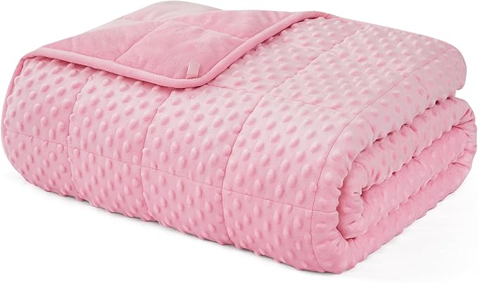 L'AGRATY Weighted Blanket for Adult - 60"x80" 22lbs Minky Dots Heavy Blanket with Glass Beads Soft Breathable for All-Season Summer Fall Winter Thick Comfort for Sleeping