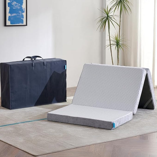 Odorless Foldable Mattress Twin XL 80" x 38" x 4", 4 Inch Folding Foam Mattress with Storage Bag, Fiberglass Free Trifold Memory Foam Mattress for RV, Guest Bed