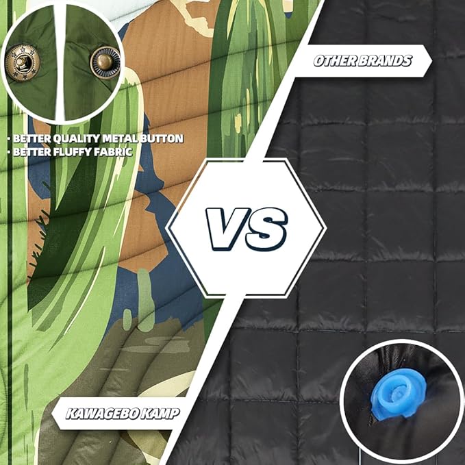 Outdoor Camping Blanket with Sherpa Lining, Extra Warm Thick Camp Blankets and Puffy Ultralight Soft Poncho DWR Camping Quilt for Cold Weather, Adventure, Sleeping, Backpacking 78"x 56"