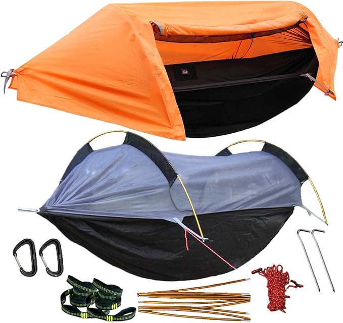 WintMing Hammock with Mosquito Net and Rain Fly Cover 3 in 1 Camping Hammock Tent 440lbs Load