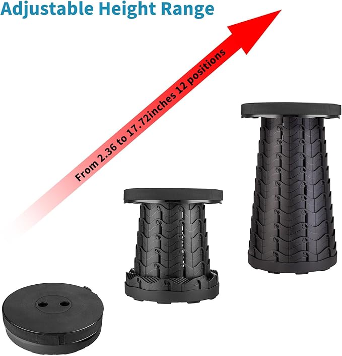 2-Pack Collapsible Stool, Load Capacity 400lbs, Lightweight Yet Sturdy, Upgraded Portable Stool for Camping Fishing Hiking BBQ