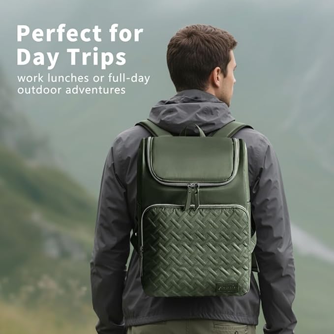 Cooler Backpack Insulated Leak Proof 33 Cans, Waterproof Hiking Backpack Cooler Soft Cooler Bag Lunch Backpack for Picnic Camping, Green