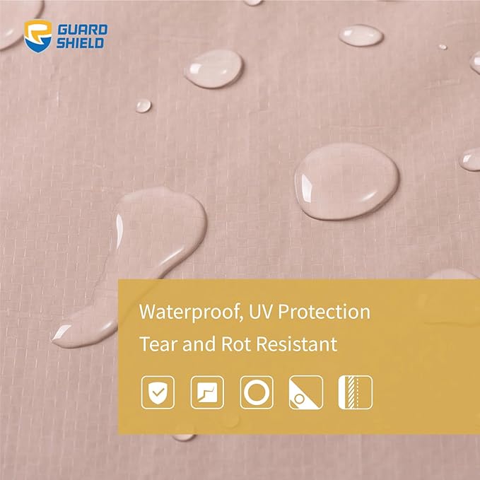GUARD SHIELD Tarp 16x20 Feet Waterproof Tan/Silver Tarps 8Mil Multi Purpose UV Resistant Cover for Outdoor,Camping,Tent,Boats