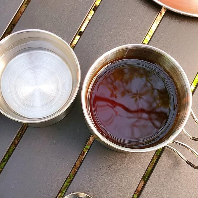 Folding Stainless Steel Camping Coffee Mug - 4 Piece Set Cups for Survival Gear