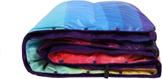APSMILE Outdoor Down Blanket | Extra Warm & Puffy Camping Blanket | Water-Resistant, Lightweight, Packable Sleeping Quilt for Camp, Travel, Hiking, Picnic, Backpack (Rainbow HD Printed, 52"x75")
