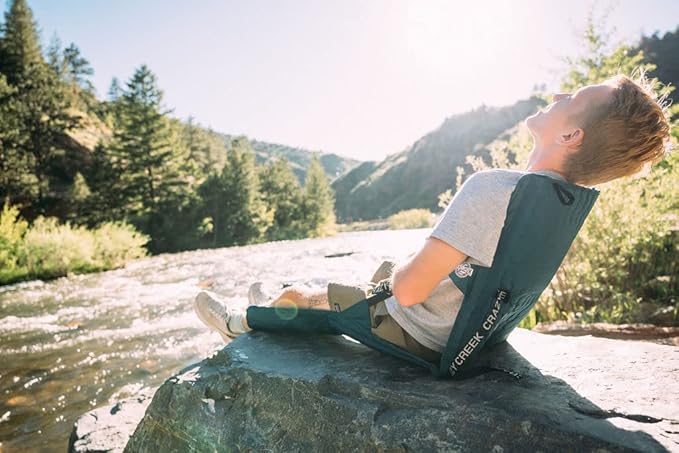 Crazy Creek HEX 2.0 PowerLounger for Day Hiking & Backpacking Trips, 250 LBS Weight Capacity, Adjustable Straps, Compact Design, Water-Resistant, Aleutian Blue/Slate