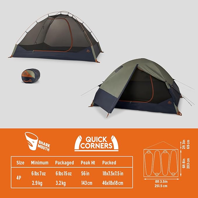 Kelty Late Start Backpacking Tent – Lightweight Two Man Camping Tent Shelter with Quickcorners, Aluminum Poles, Waterproof Poly Fly, Updated for 2024 | Camping Tent Shelter, Quickcorners, Aluminum Poles, Waterproof Poly Fly, Updated for 2024