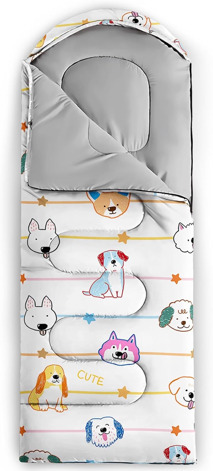 AILONEN Boys Sleeping Bag for Camping,Nautical Anchor,Lightweight & Waterproof,3 Season Warm & Cool Weather,Navy Blue Sleeping Bags for Kids Men Travelling,Outdoors
