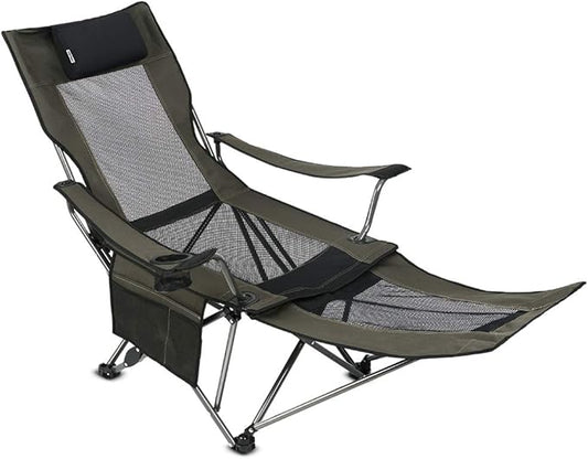 OUTDOOR LIVING SUNTIME Camping Folding Portable Mesh Chair with Removabel Footrest