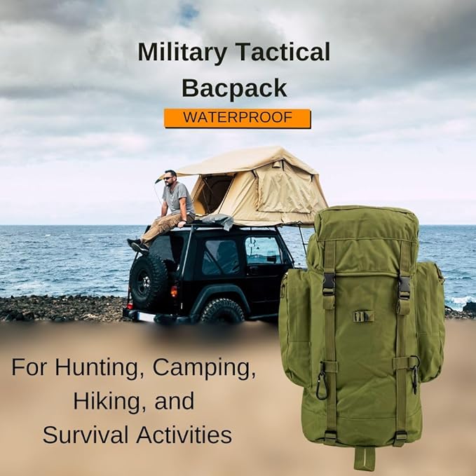 Generic Wilderness Essentials XL Tactical Backpack 66.8L Hunting, Camping, Hiking, Military, Assualt, Bug Out Military Green Molle Adventure Daypack, Large