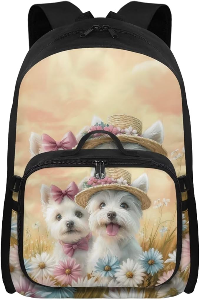 HUGS IDEA Floral Backpack for Girls with Lunch Bag Bookbag for Girls 6-8 Elementary School Backpacks 17 Inch School Bag for Teen Kids Rucksack for Hiking