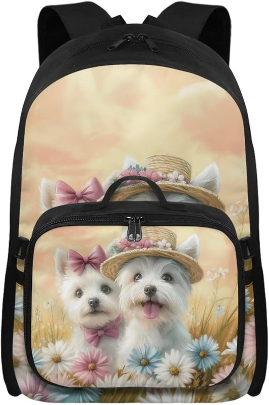HUGS IDEA Floral Backpack for Girls with Lunch Bag Bookbag for Girls 6-8 Elementary School Backpacks 17 Inch School Bag for Teen Kids Rucksack for Hiking