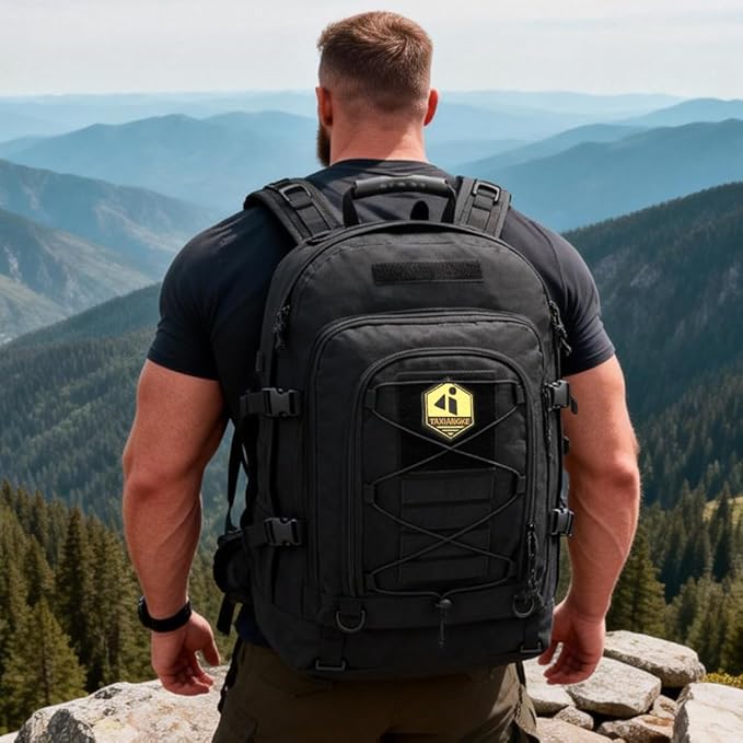 40L Large capacity backpack for men, Hiking backpack,Waterproof bag,large-capacity Tactical backpack with MOLLE System,Suitable for camping,Hunting,mountain climbing(BLACK)