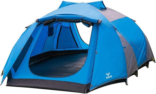 Camping Tent 3-4 Person, Waterproof Family Dome Tent with Removable Rainfly, Dual Two-Way Entry Doors & Mesh Windows, Portable Outdoor Tents for Camping