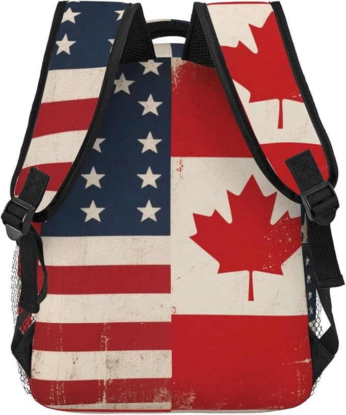 Lightweight Daypack Backpack for Sports Travel Running, Large Capacity Multipurpose Anti-Theft Bookbag, Usa America Ca Canada Flag Art Laptop Backpack Daypack