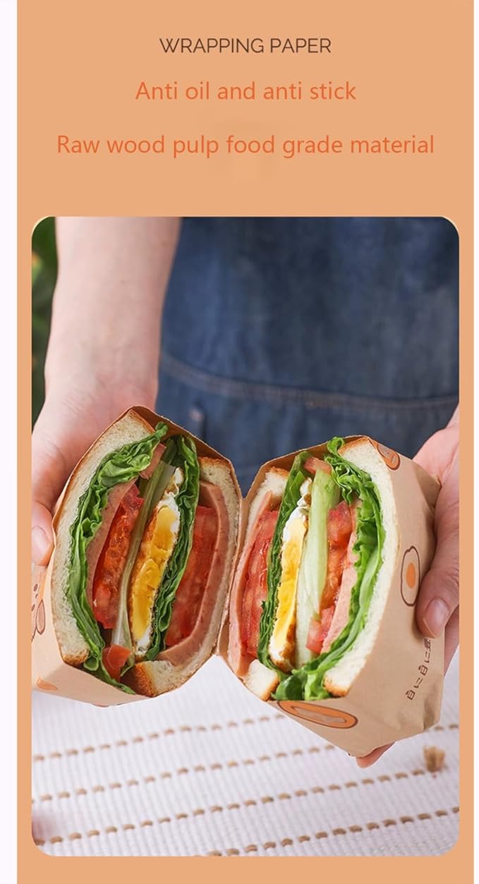 100 PCS 7x7 Inch Grease Proof Paper Bags, Double Open End Sandwich Bags for Pretzels, Burgers, Cookies | Bulk Snack Bags for Concession Stands, Birthday Parties, Wedding Favors (Newspaper pattern)