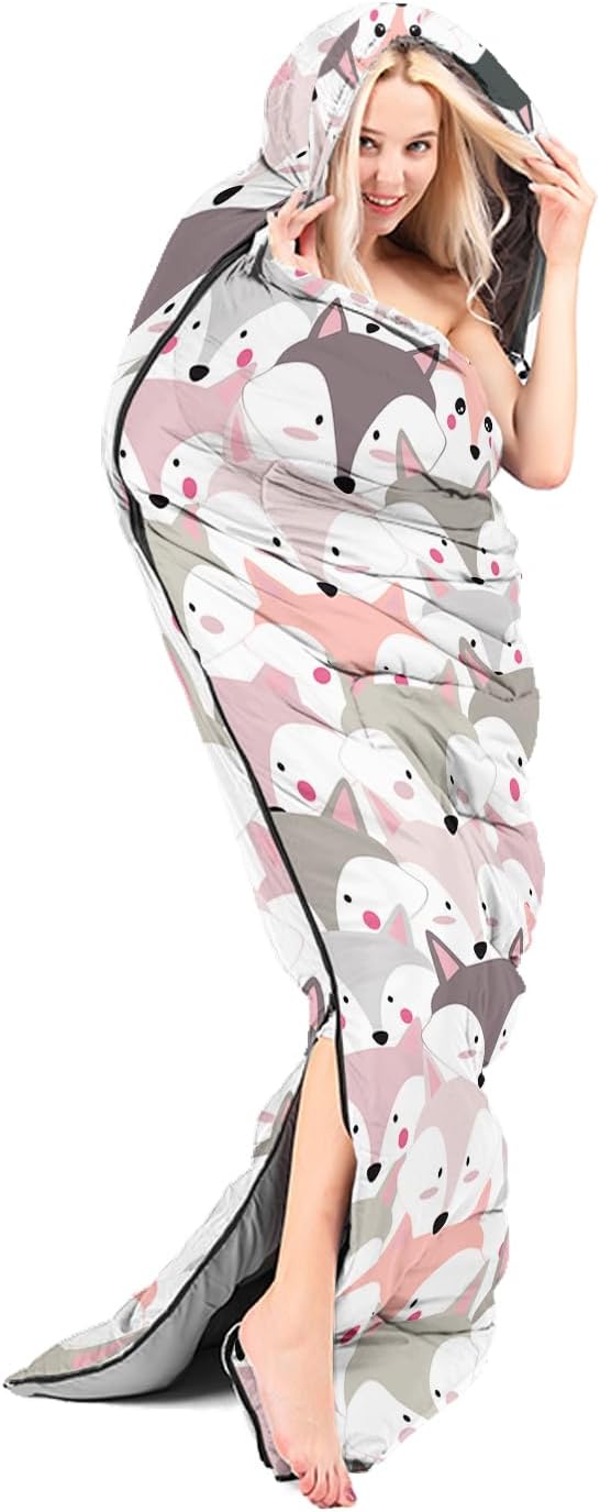 AILONEN Girls Pink Camping Sleeping Bags,Lightweight & Waterproof,3 Season Warm & Cool Weather,Cute Bow Duck Print Sleeping Bags for Kids,Girls,Adults Travelling,Outdoors