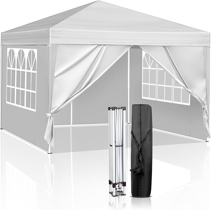Outvita 10x10ft Ez Pop Up Canopy, Portable Instant Canopy Tent with 4 SideWalls for Outdoor Events, Party, Wedding, Birthday,Graduation