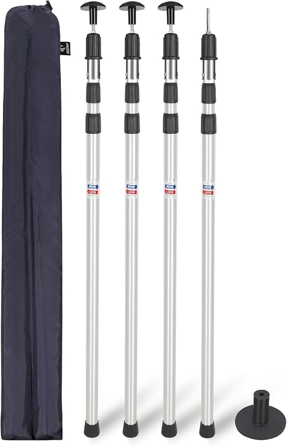 REDCAMP Large 10x17ft Waterproof Camping Tarp, Portable Hammock Rain Fly with 4 Adjustable Poles, 8 Guy Lines & Stakes, Backpacking Tent Shelter for Camping, Hiking, Beach (4 Poles)
