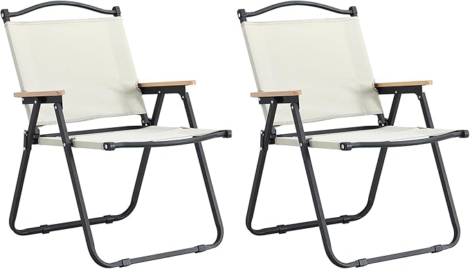Camping Chairs,2-Piece Folding Outdoor Chair for Indoor,Outdoor Camping,Picnics,Beach,Backyard,BBQ,Party,Patio,Beige (2)
