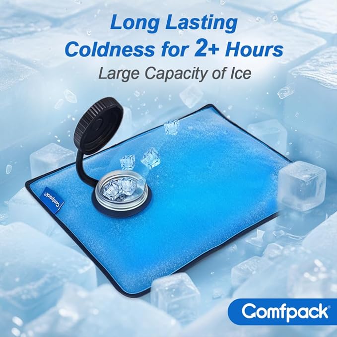 Large Refillable Ice Bag for Injuries, FSA Eligible, 14.5" x 10.6" Travel Ice Water Bag with Straps for Cold Therapy, Ice Pack Pain Relief for Swelling, Inflammation, Arthritis, Muscle