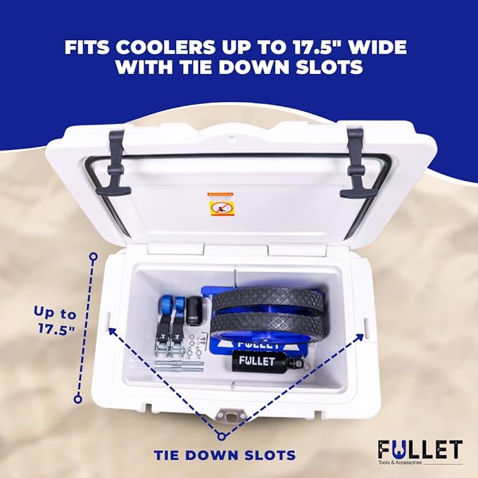 Cooler Wheel Kit for Yeti, RTIC, Igloo and most other brands - Cooler Cart - Easy-to-install Dolly With Wheel Attachment - Durable, Rust-Resistant Powder-Coated Stainless Steel