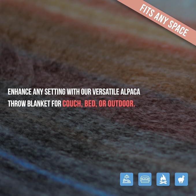 Alpaca Wool Blanket - Twin Size Bed Throw & Warm, Lightweight, Couch or Camp - Outdoor - 75 x 38 Inches (White & Brown)