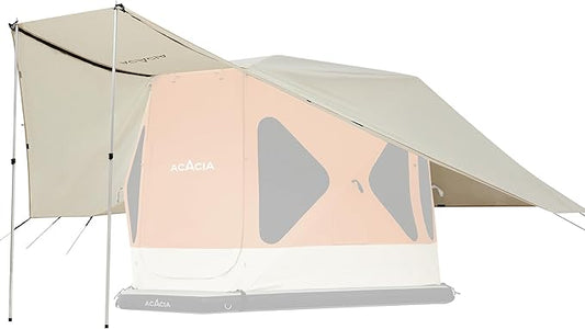 ACACIA Canopy 4 Person for Space Acacia Camping System, PU2000 Waterproof Camping Tarp for 4 Season Camping, UPF50+ Sunproof Tent Tarp with 4 Telescoping Poles, Carry Bag, Almond