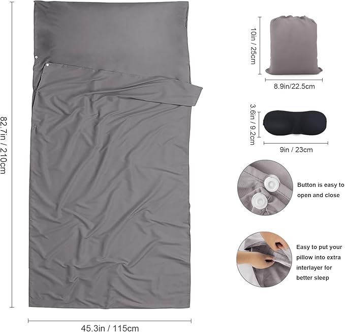 Sleeping Bag Liner,Travel Sheet & Adult Sleep Sack, Camping Sheets Travel Sleep Sack for Backpacking,Hotels & Hostels -Lightweight Single &Double Travel Sheet Camping Sheets