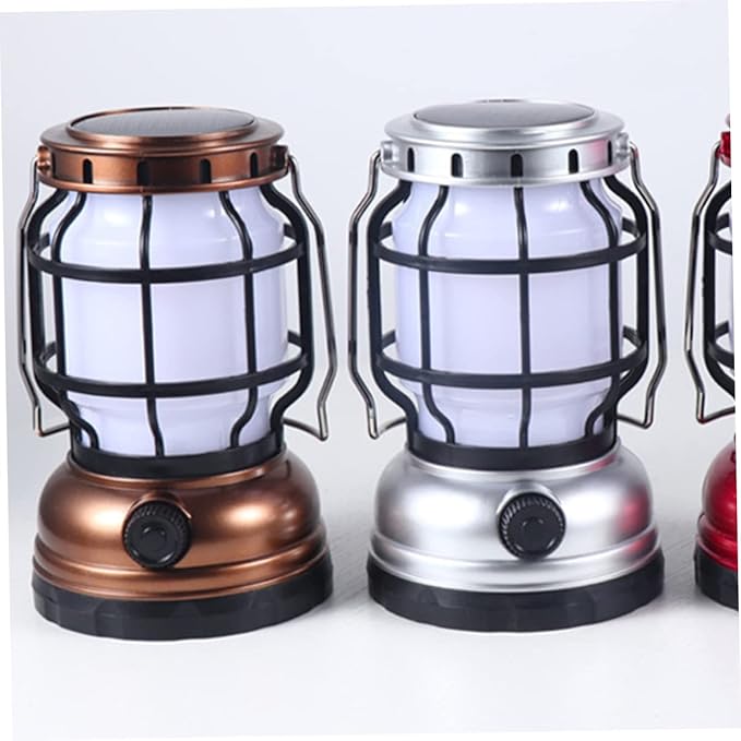 UPKOCH Solar-Powered Camping Lanterns USB Rechargeable Led Tent Lamp Multi-Function Retro Style Camping Lamp for Outdoor Hiking Emergency
