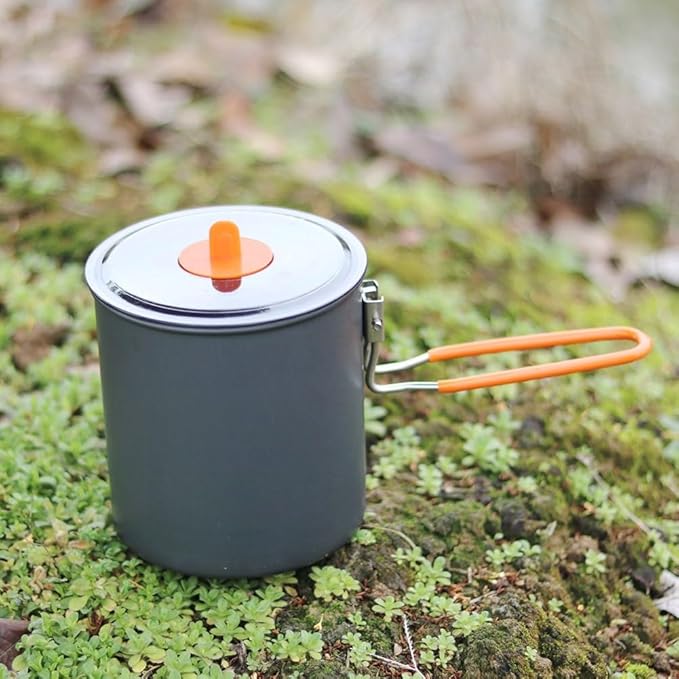 Lightweight 1L Camping Pot with Foldable Handle for Tea, Coffee, and Cooking Outdoors