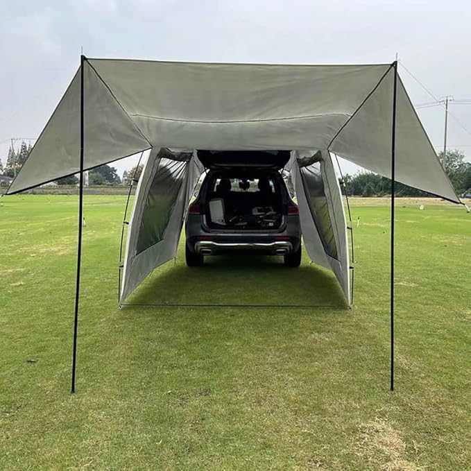 Car Awning Sun Shelter Camping SUV Rear Tent, Portable Waterproof Roof Top Tent Car Canopy with Mosquito Net for SUV Minivan Hatchback Camping Outdoor Travel
