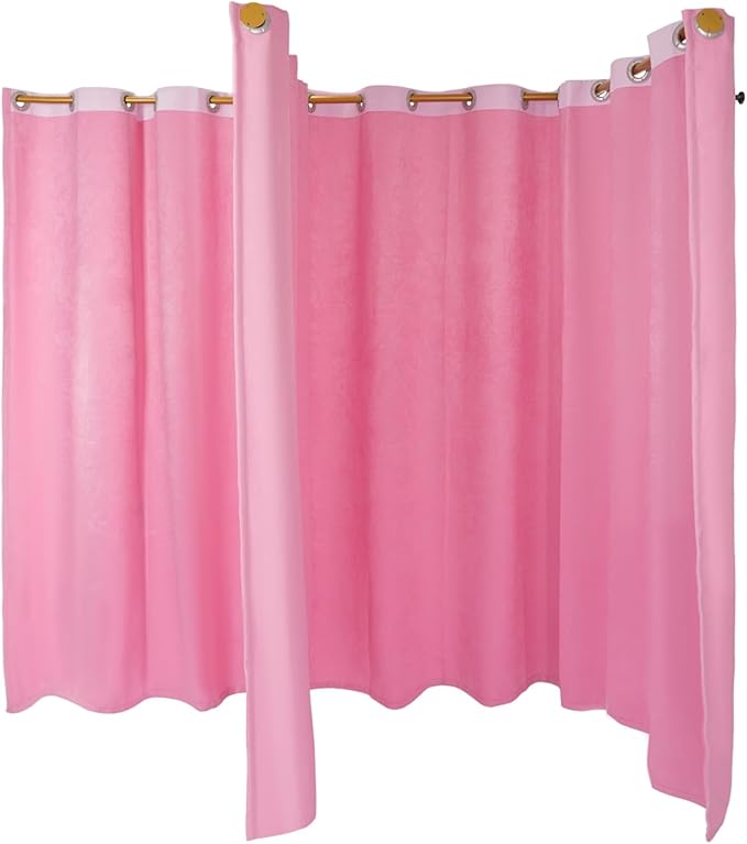 Clothing Store Fitting Room, Clothing Store Dressing Room, F-Shaped Room Privacy Protection Changing Room Divider, Dressing Room Fitting Room for Boutique, Curtain Room Divider (F-Shaped-Pink)