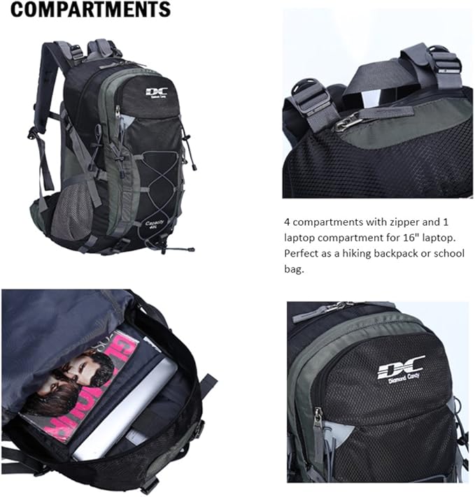 Diamond Candy Waterproof Hiking Backpack for Men and Women, Lightweight Day Pack for Travel Camping | Waterproof, Lightweight, for Travel Camping