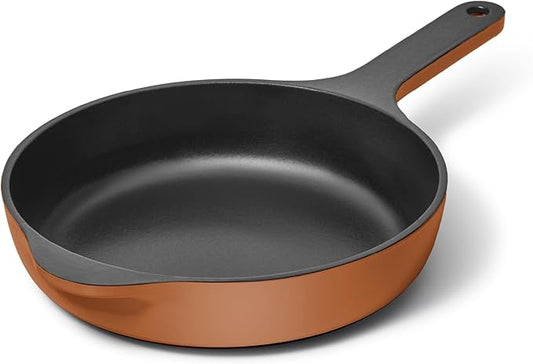 Caraway Cast Iron Skillet - 8” Enameled Cast Iron Pan With 3 Layer Enamel Coating - No Seasoning Required - Compatible With All Stovetops - Free From Forever Chemicals - Rust