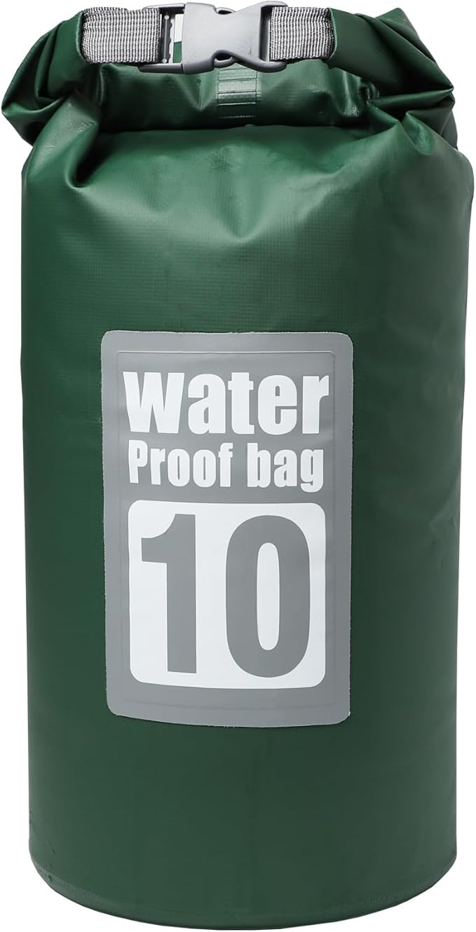 IPX8 Waterproof Dry Bag Backpack 10L - Roll-Top Seal for Kayak Spray & River Crossings, 500D PVC Abrasion-Resistant, Backpack Straps for Hiking Camping Beach