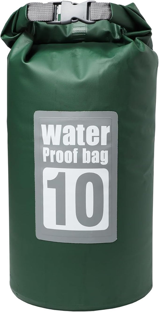 IPX8 Waterproof Dry Bag Backpack 10L - Roll-Top Seal for Kayak Spray & River Crossings, 500D PVC Abrasion-Resistant, Backpack Straps for Hiking Camping Beach