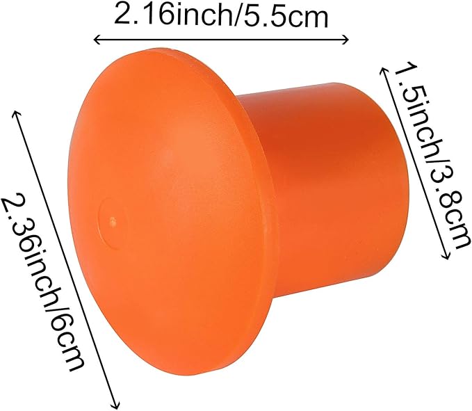 ZOENHOU 60 PCS Rebar Caps, Premium Plastic Mushroom Rebar Safety Caps Tube Screw on Rebar Stakes Feet for 0.4-1.18 Inch Rebar Stake, 2.36 x 2.17 Inch, Orange