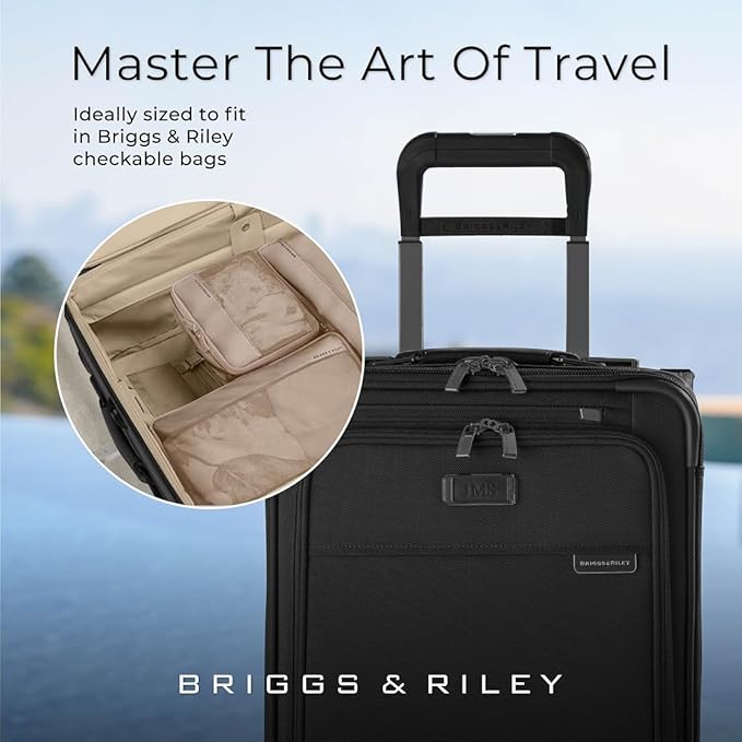 Briggs & Riley Compression Packing Cube Set - Bag Organizer for Check In Suitcase & Luggage, For Women & Men, Pack Accessories for Vacation - Travel Must Haves, 3-Piece, Tan