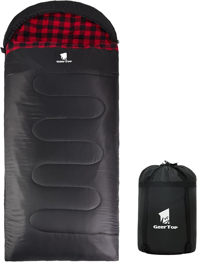 GEERTOP Flannel Sleeping Bags for Adults Big & Tall People Portable Cold Weather Envelope XXL All Seasons Camping Sleeping Bag