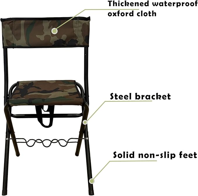 LEADALLWAY Folding Fishing Chair with Rod Holder,Camouflage