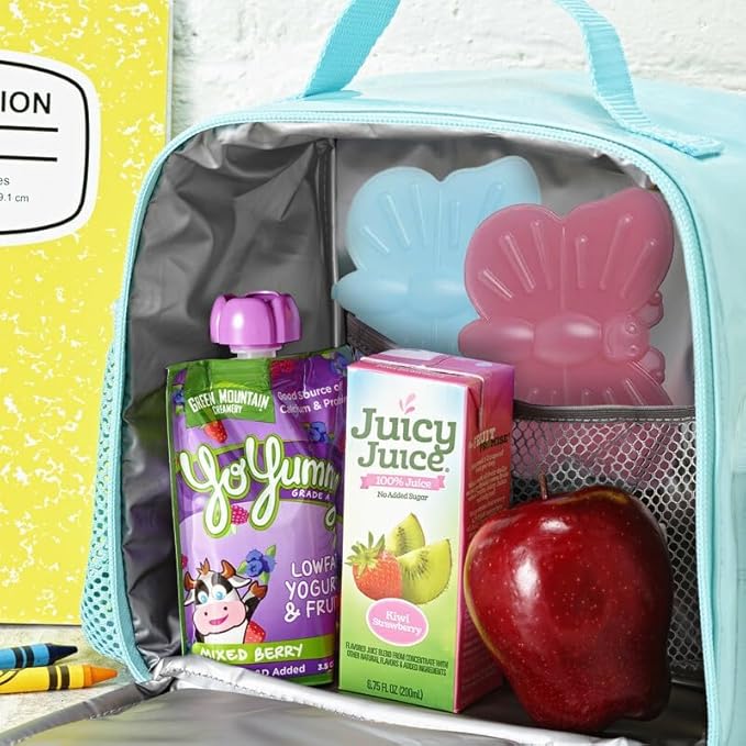 Fit & Fresh Cool Coolers Kids Lunch Box Ice Packs, Slim Ice Packs for Lunch Bags, Lunch Ice Packs Reusable-Multicolored 8 Pack Butterfly