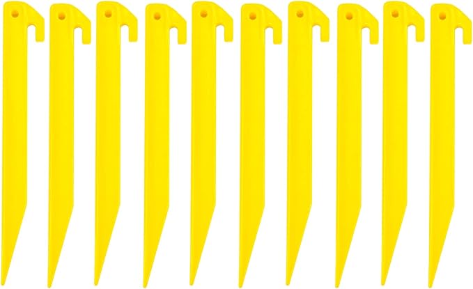 Tent Stakes for Sand ，Plastic Tent Stakes Heavy Duty, Lighter and Safer Than Tent Stake Metal,9 Inch Yellow Tent Stakes for Sand/Sand Stakes for Beach (10 Pack)