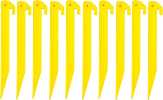 Tent Stakes for Sand ，Plastic Tent Stakes Heavy Duty, Lighter and Safer Than Tent Stake Metal,9 Inch Yellow Tent Stakes for Sand/Sand Stakes for Beach (10 Pack)