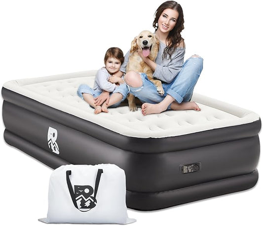 Twin Size Air Mattress with Built-in Pump 18" Raised - 2-Min Set Up, No Odd Smell, 600 lb Support, Foldable Air Bed with Storage Bag, Perfect for Camping, Guests & Home Use