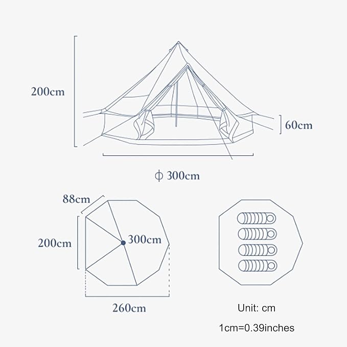 GeRRiT Cotton Canvas Glamping Tent, Heavy Duty Waterproof Yurt Tent for 2/4/6/8 Person, Bell Tent with Stove Jack, Pyramid Tent for Festivals and Human shelter for inhabiting or Leisure