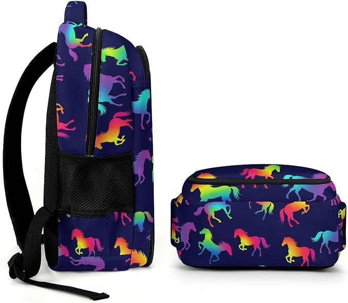 Travel Laptop Backpack Rainbow Horses for Men Women, Water Resistant Business Anti Theft Computer Bag with Multi Compartments for College Work Hiking